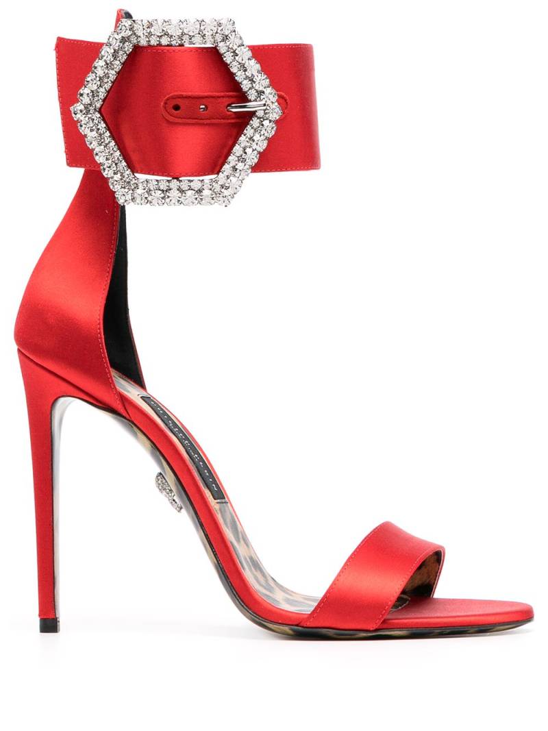 Philipp Plein embellished-buckle satin sandals - Red von Philipp Plein