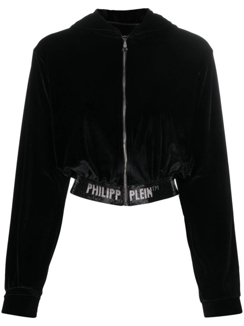 Philipp Plein embellished-logo hooded cardigan - Black von Philipp Plein