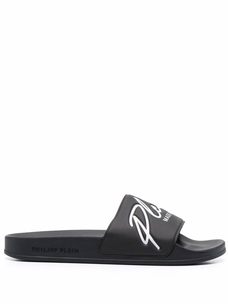 Philipp Plein embossed logo slides - Black von Philipp Plein