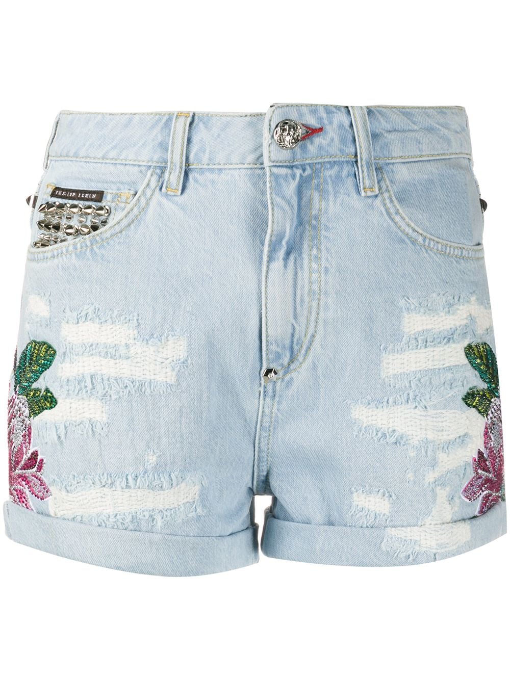 Philipp Plein embroidered denim shorts - Blue von Philipp Plein