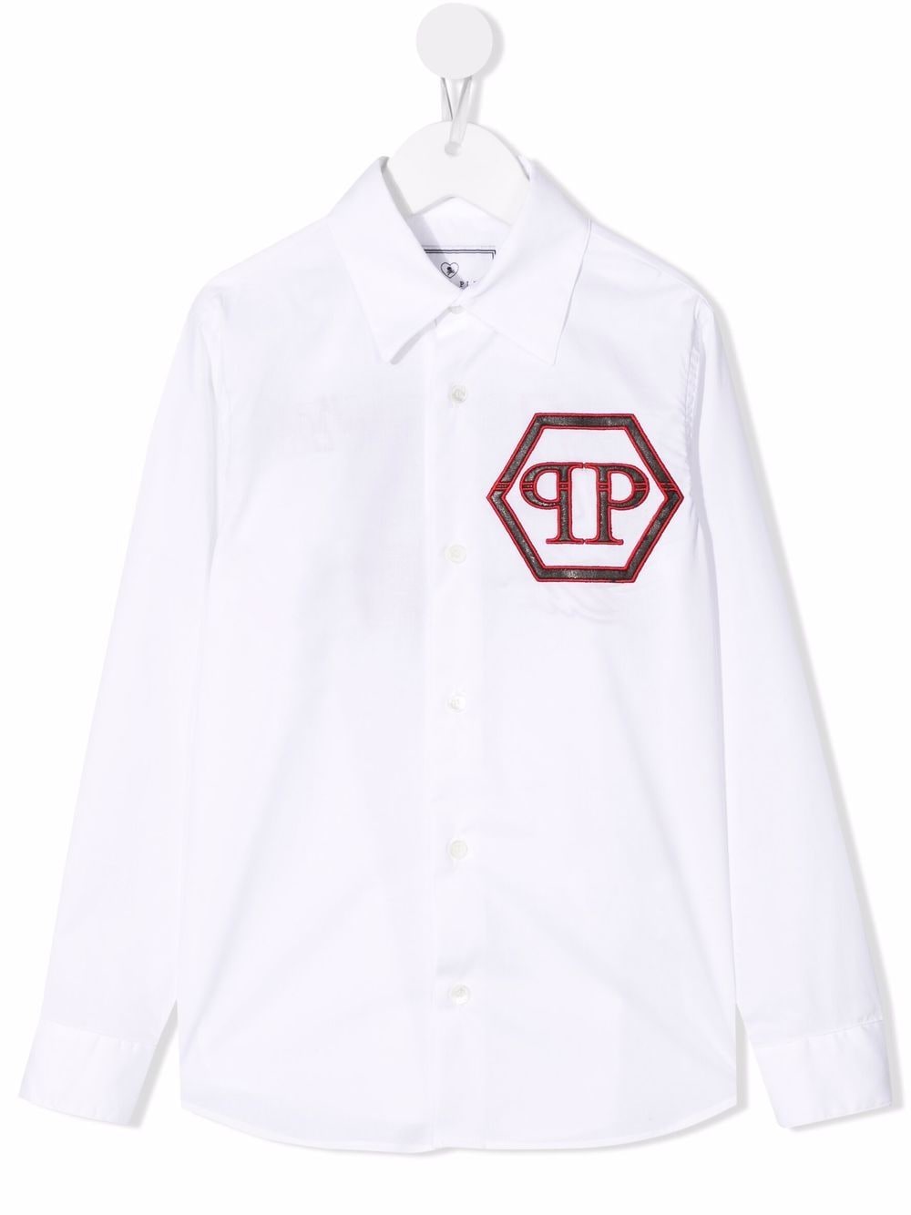 Philipp Plein Junior embroidered logo long-sleeve shirt - White von Philipp Plein Junior