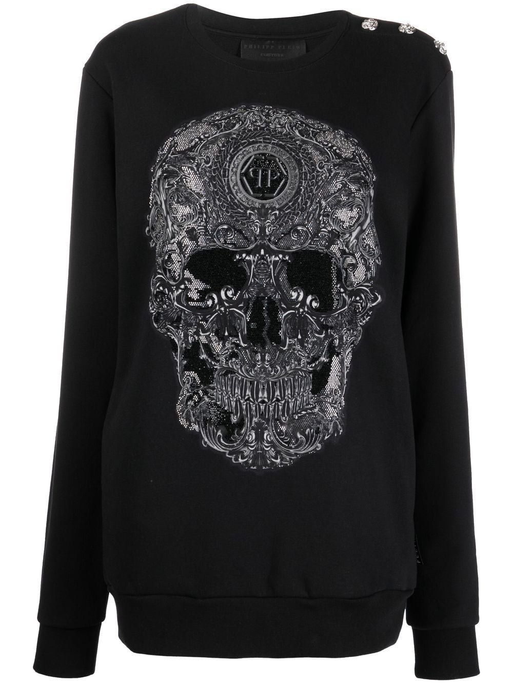 Philipp Plein embroidered-skull crew neck sweatshirt - Black von Philipp Plein