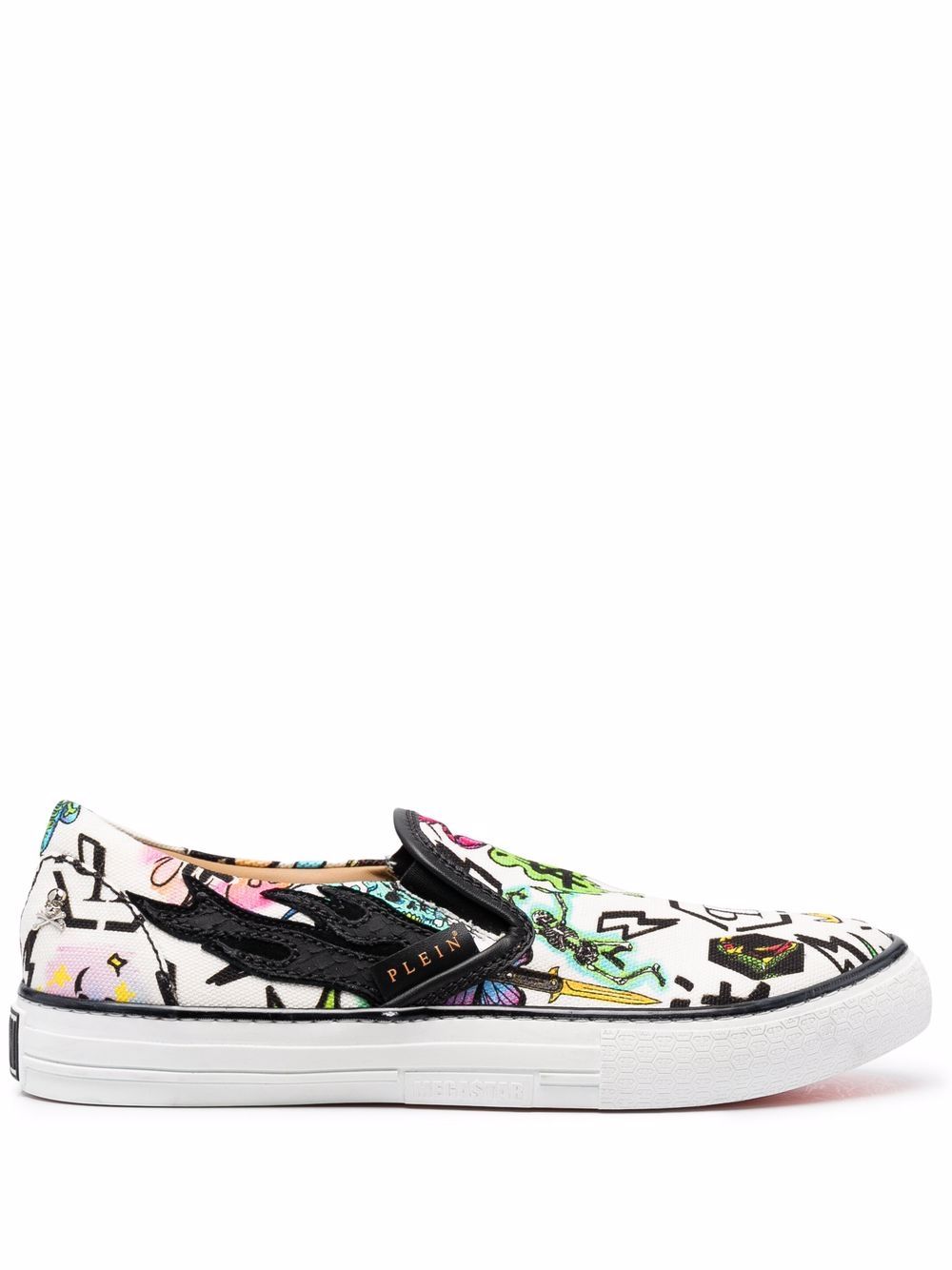 Philipp Plein flame print slip-on sneakers - White von Philipp Plein