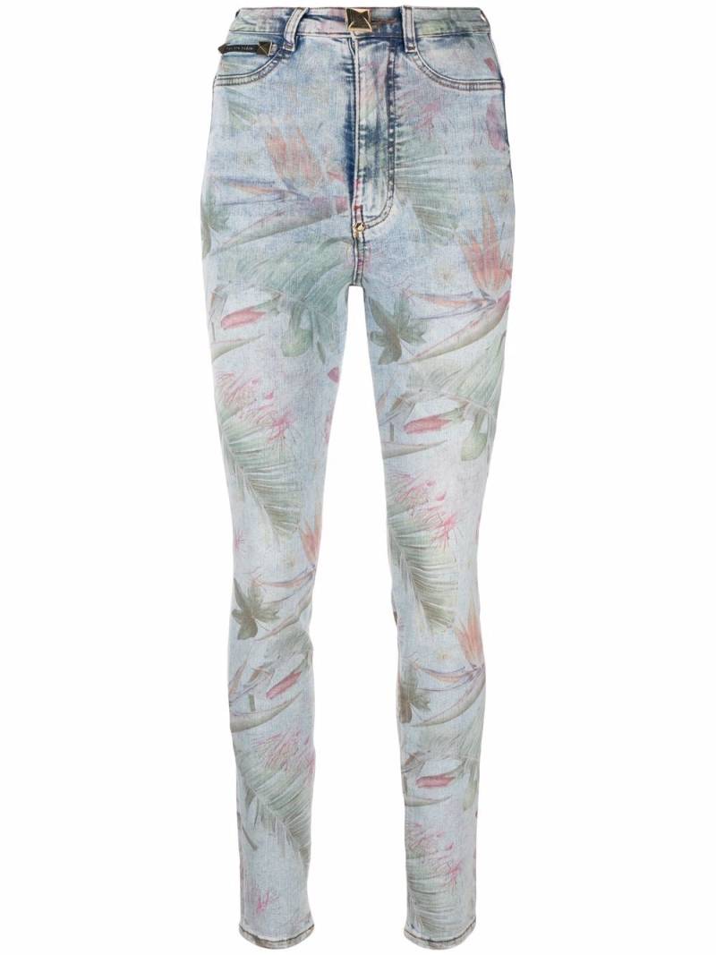 Philipp Plein floral-print skinny jeans - Blue von Philipp Plein