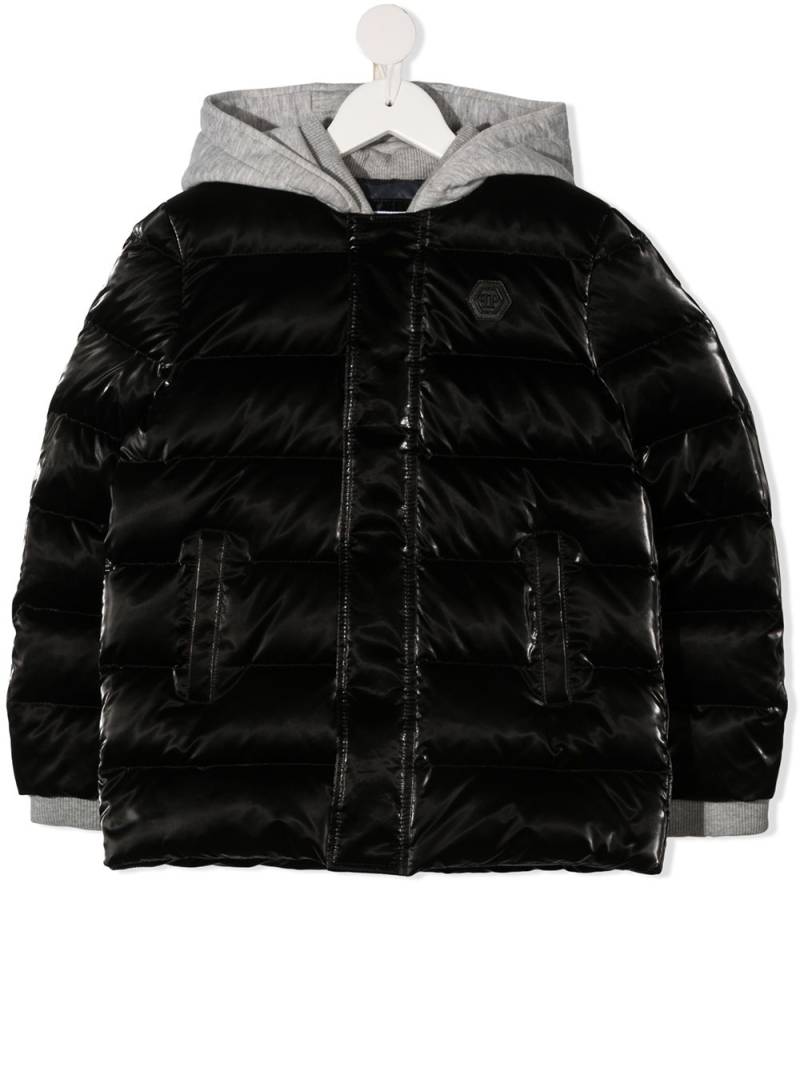 Philipp Plein Junior glossy puffer jacket - Black von Philipp Plein Junior