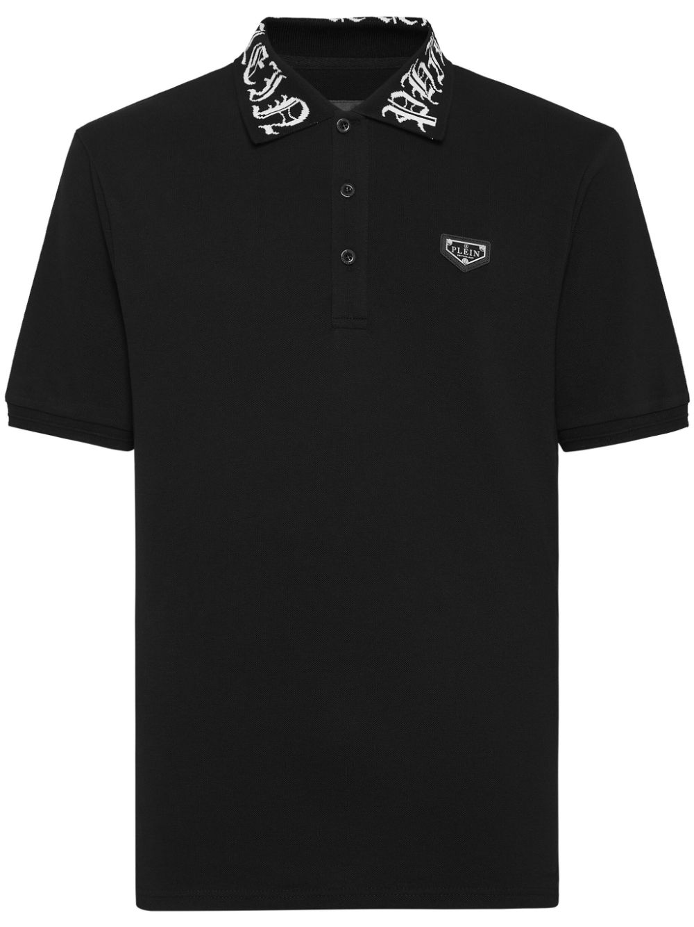 Philipp Plein gothic-print piqué polo shirt - Black von Philipp Plein