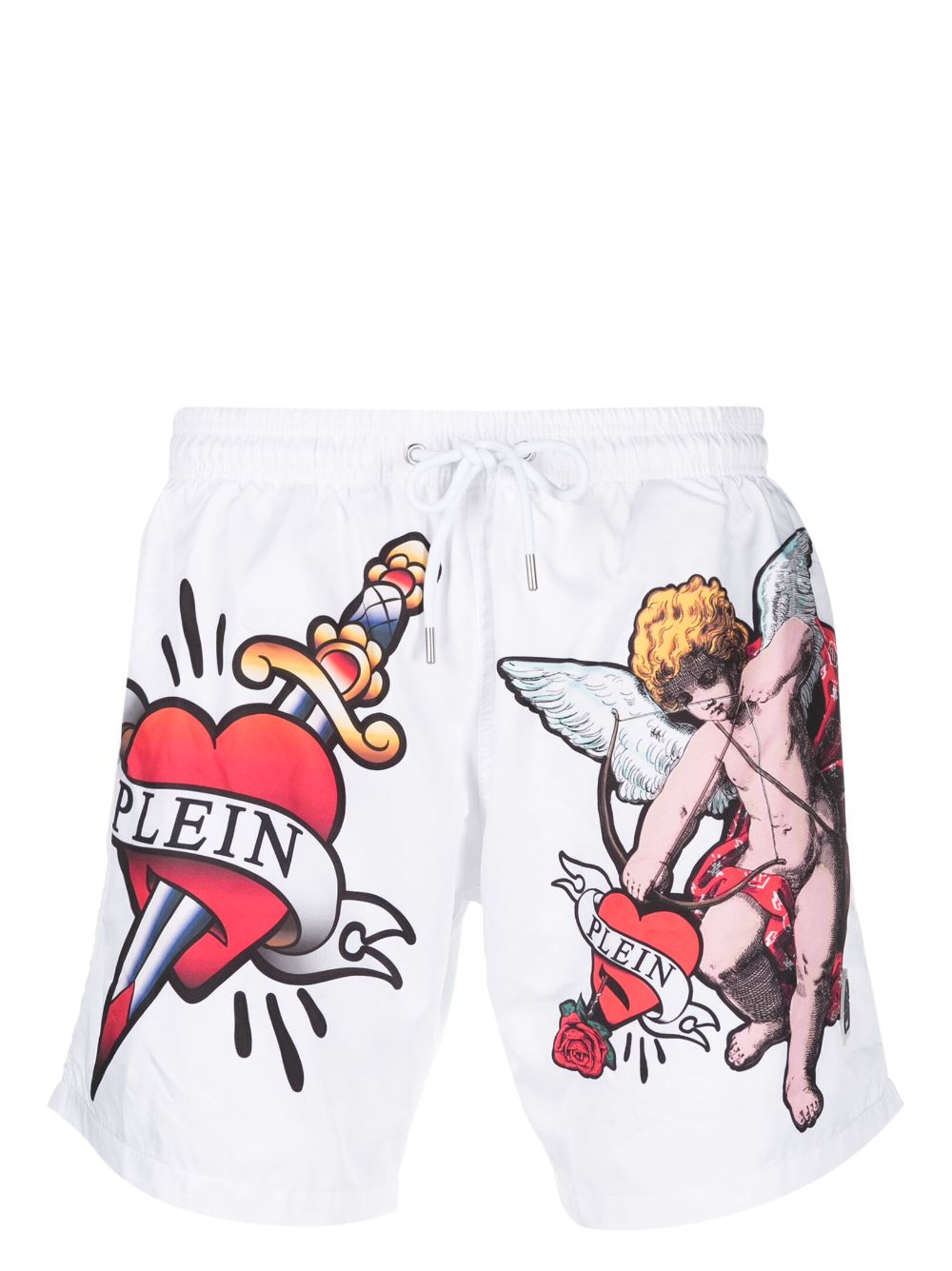 Philipp Plein graffiti-print drawstring-waist swim shorts - White von Philipp Plein