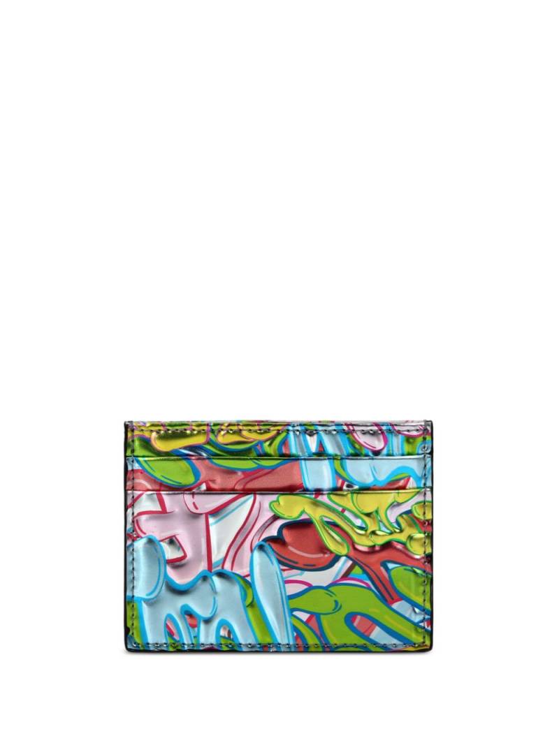 Philipp Plein graffiti-print leather cardholder - Blue von Philipp Plein