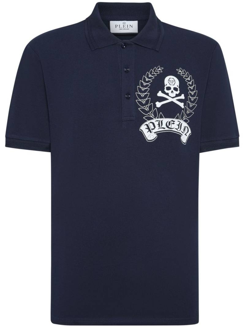 Philipp Plein graphic-print cotton polo shirt - Blue von Philipp Plein