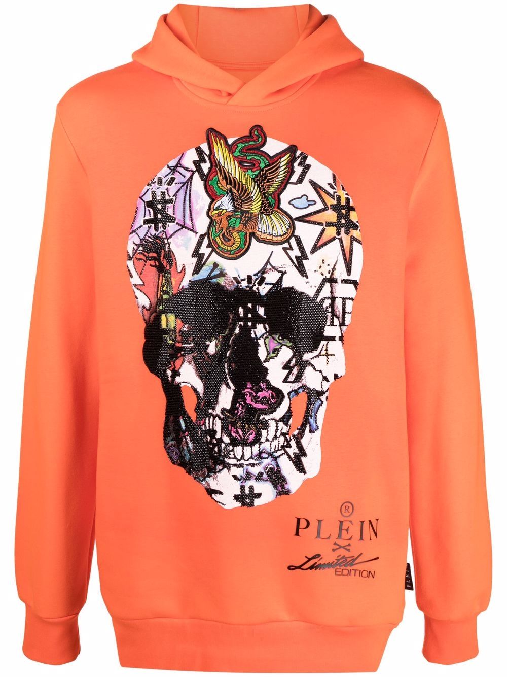 Philipp Plein graphic-print long-sleeve hoodie - Orange von Philipp Plein