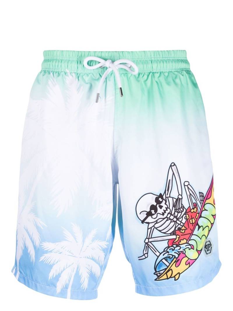 Philipp Plein graphic-print swim shorts - Blue von Philipp Plein