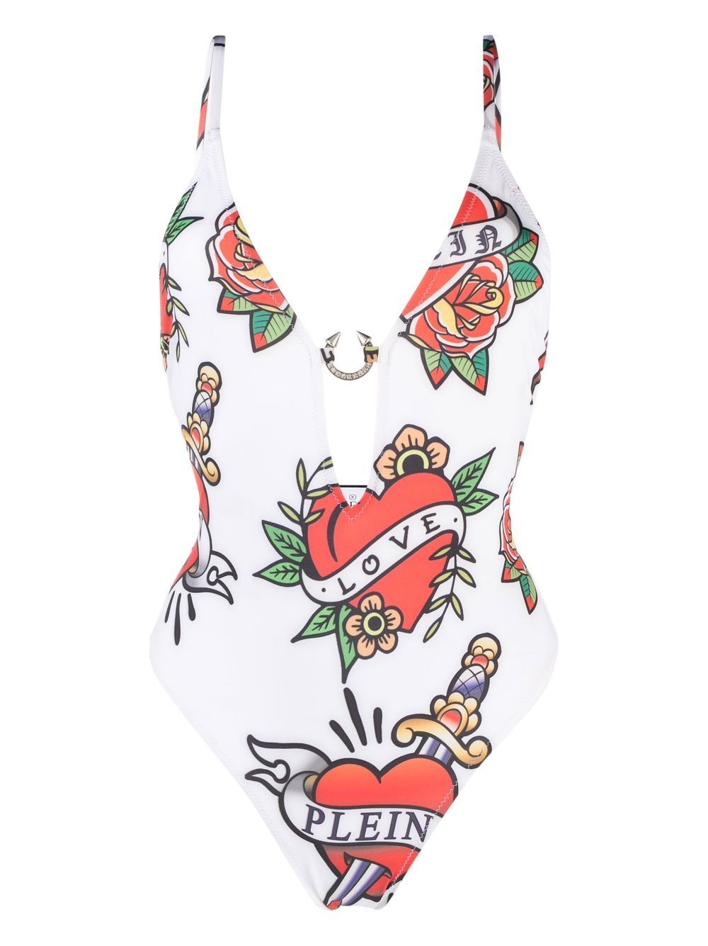 Philipp Plein graphic-print swimsuit - White von Philipp Plein