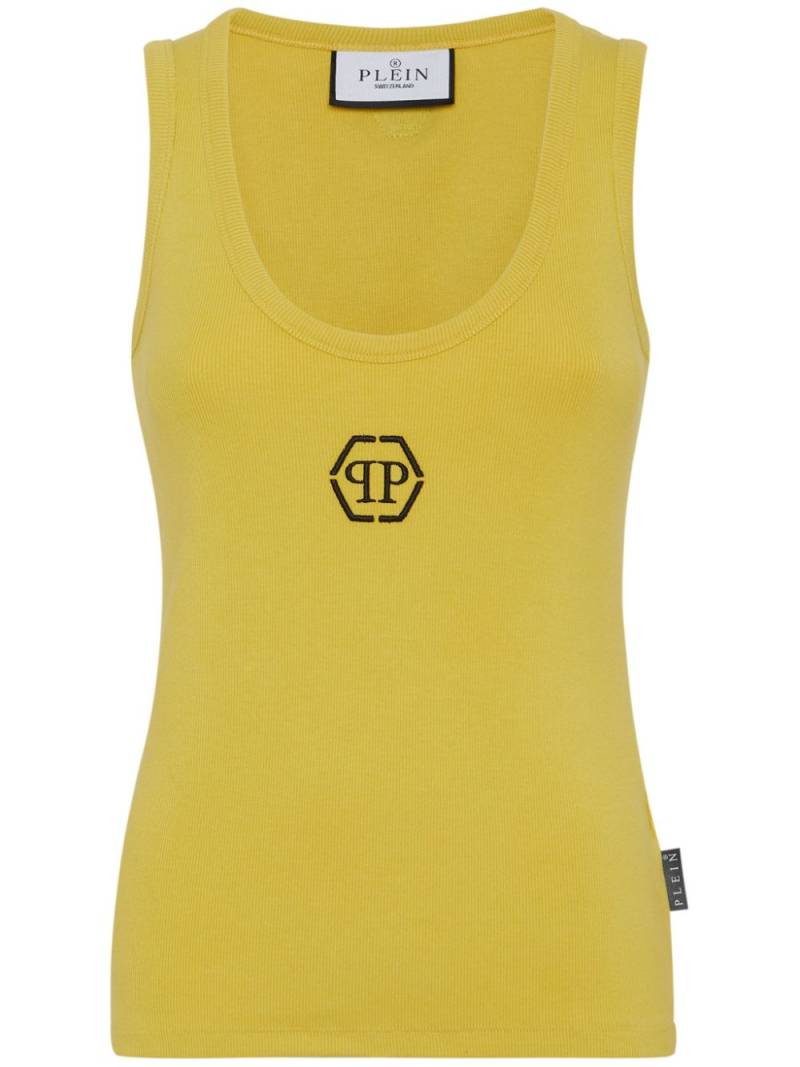 Philipp Plein hexagon-logo cotton tank top - Yellow von Philipp Plein