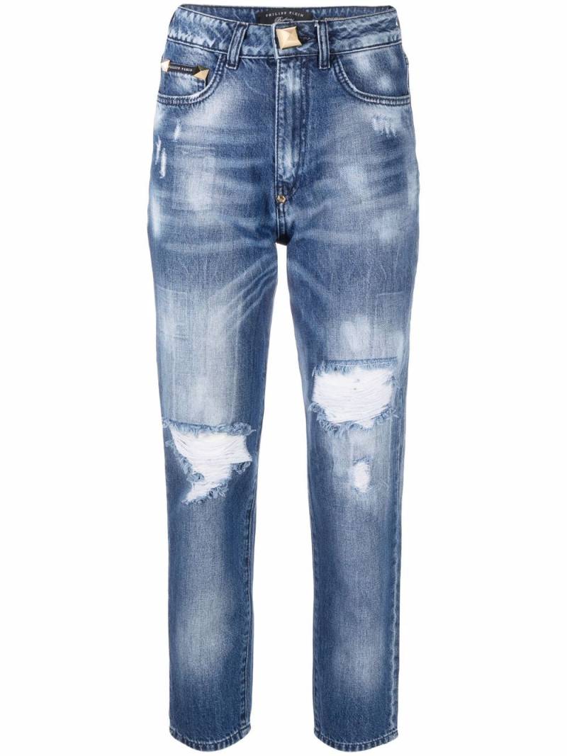 Philipp Plein high-rise distressed cropped jeans - Blue von Philipp Plein