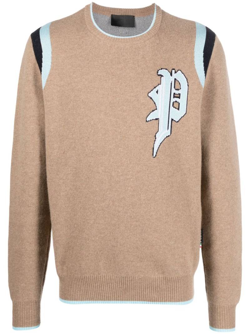 Philipp Plein intarsia-knit logo knitted sweatshirt - Brown von Philipp Plein