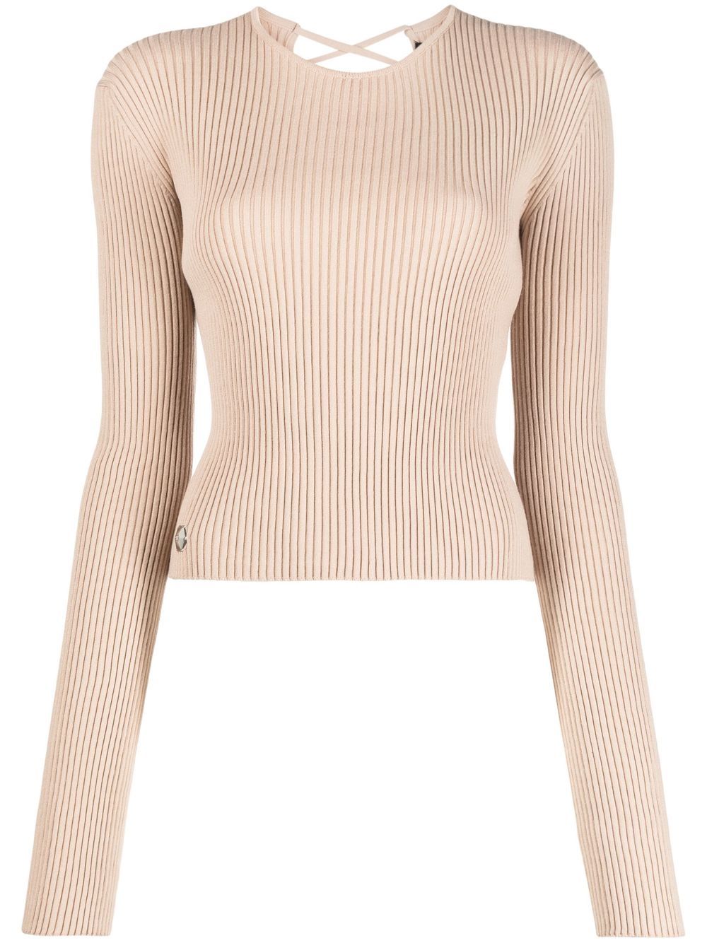 Philipp Plein lace-up detail knitted top - Neutrals von Philipp Plein