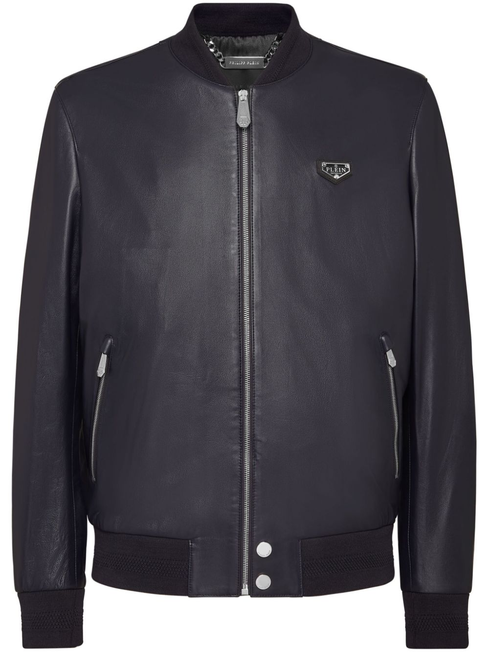 Philipp Plein leather bomber jacket - Blue von Philipp Plein