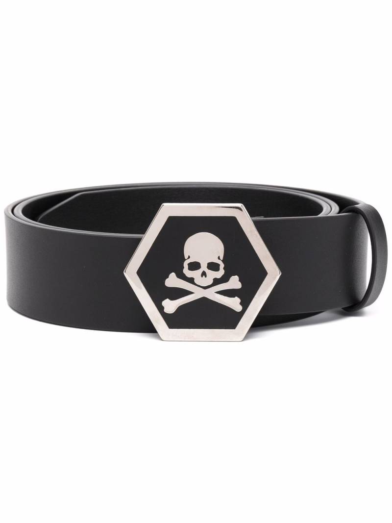 Philipp Plein leather skull-buckle belt - Black von Philipp Plein