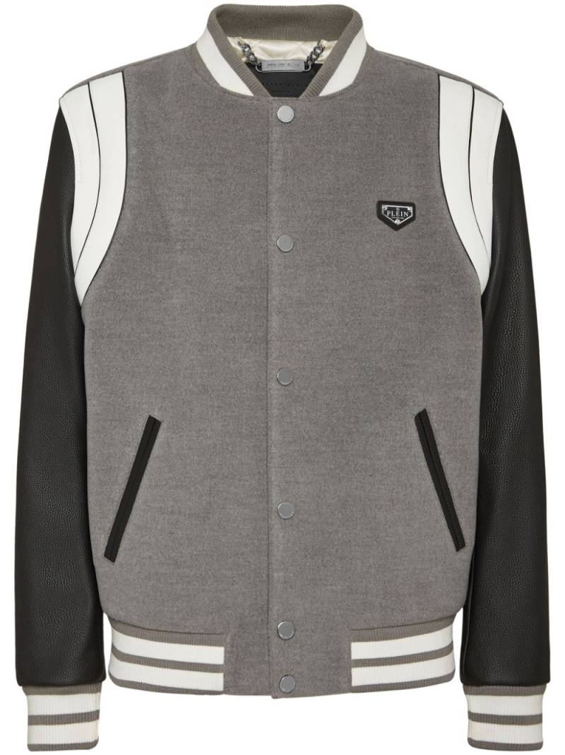 Philipp Plein leather sleeves bomber jacket - Grey von Philipp Plein