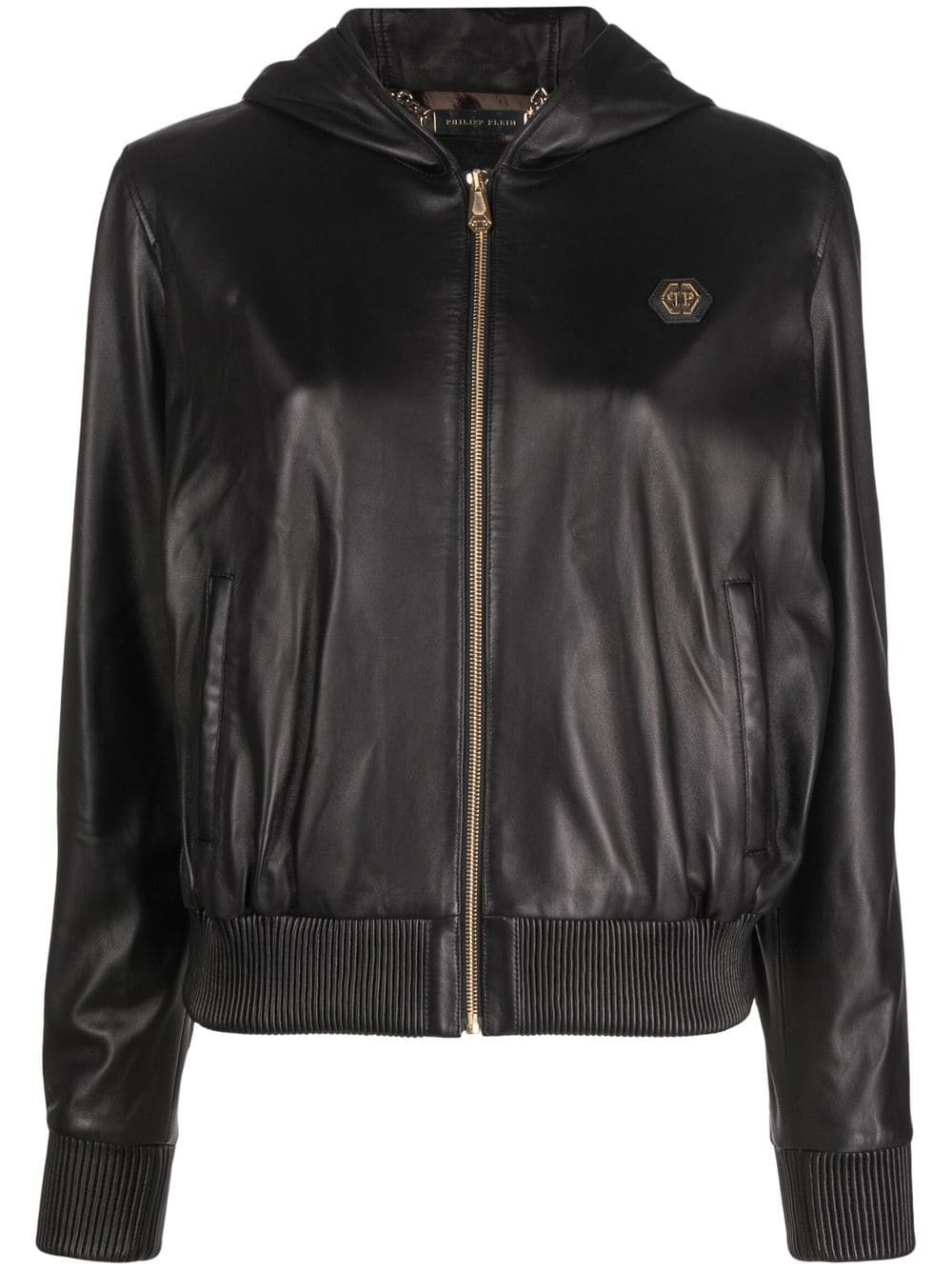 Philipp Plein leather zip-up hoodie - Black von Philipp Plein