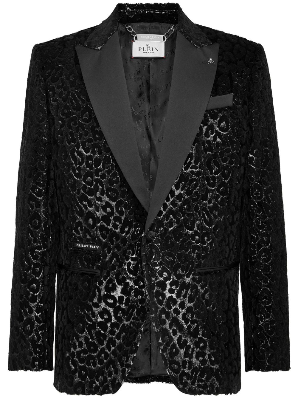 Philipp Plein leopard-motif velvet blazer - Black von Philipp Plein