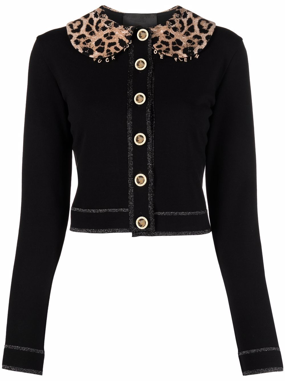 Philipp Plein leopard print collar cardigan - Black von Philipp Plein