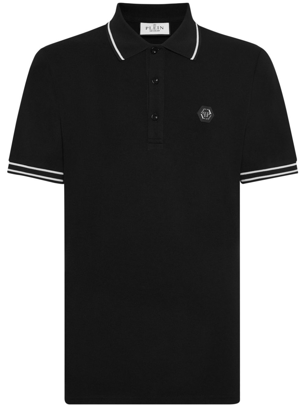 Philipp Plein logo-appliqué cotton polo shirt - Black von Philipp Plein