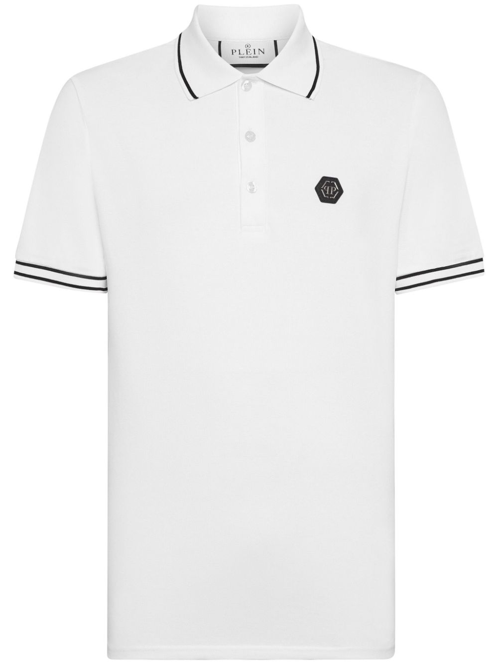 Philipp Plein logo-appliqué cotton polo shirt - White von Philipp Plein