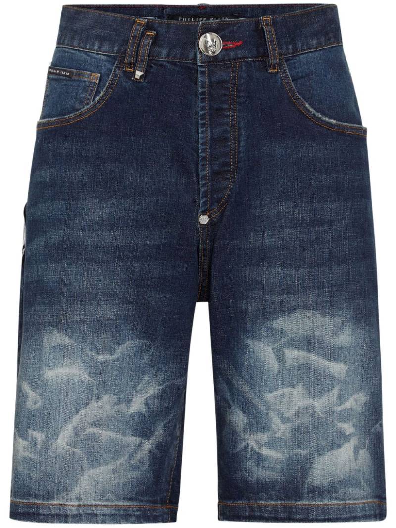 Philipp Plein logo-appliqué denim shorts - Blue von Philipp Plein