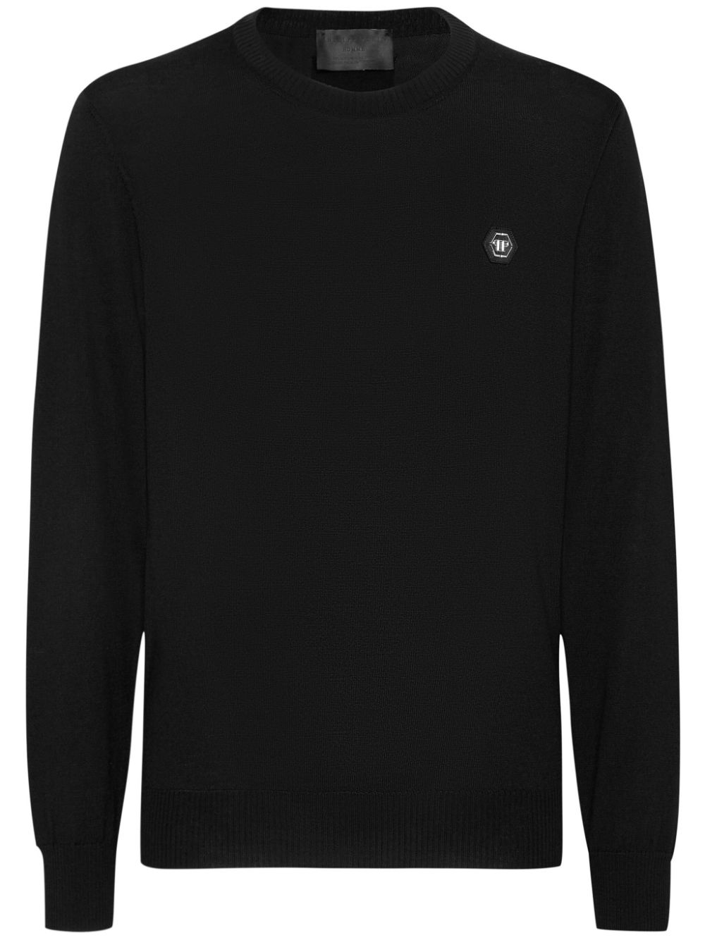 Philipp Plein logo-appliqué fine-knit jumper - Black von Philipp Plein