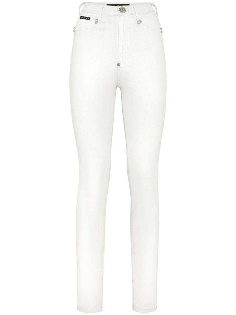 Philipp Plein logo-appliqué high-waisted skinny jeans - White von Philipp Plein