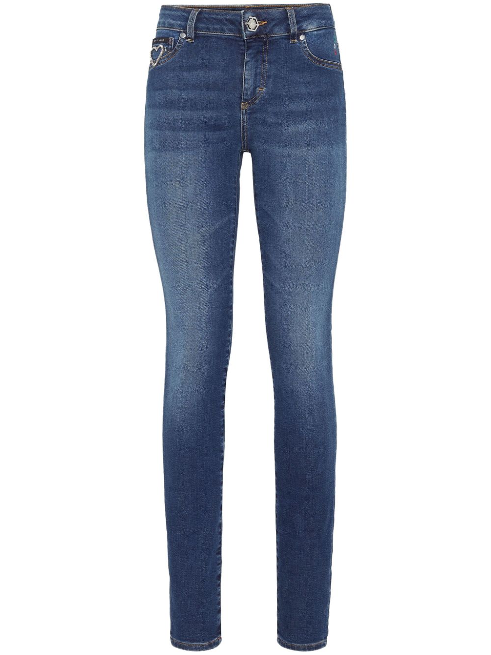 Philipp Plein logo-appliqué skinny jeans - Blue von Philipp Plein