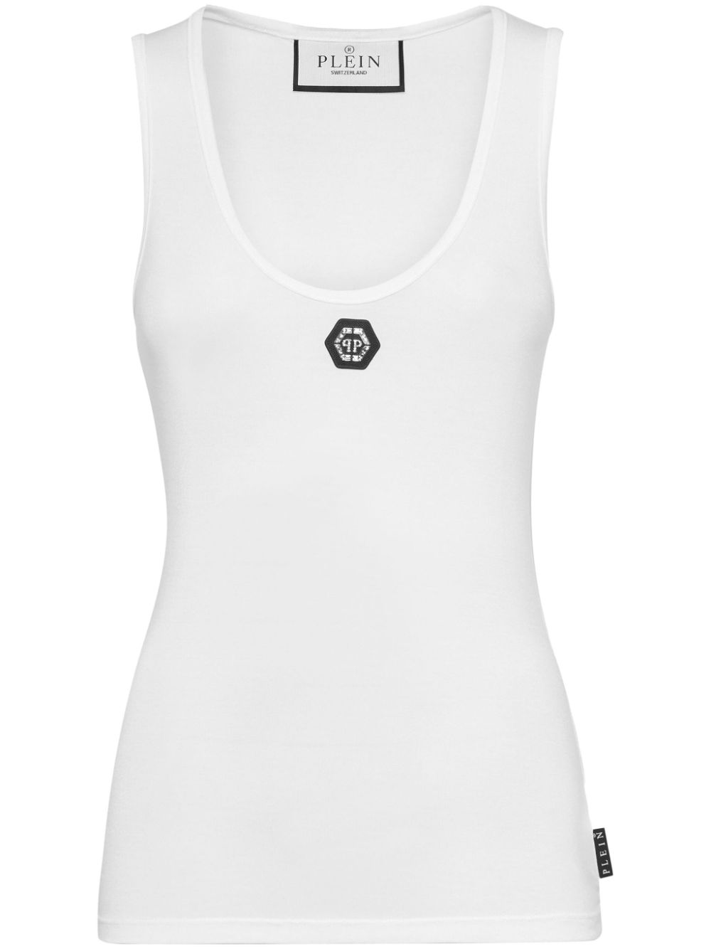 Philipp Plein logo-appliquéd cotton tank top - White von Philipp Plein