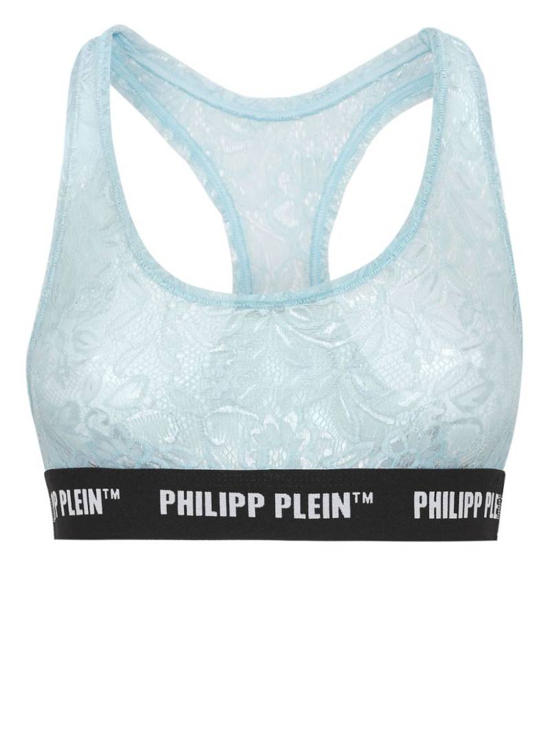 Philipp Plein logo-band lace racerback bralette - Blue von Philipp Plein