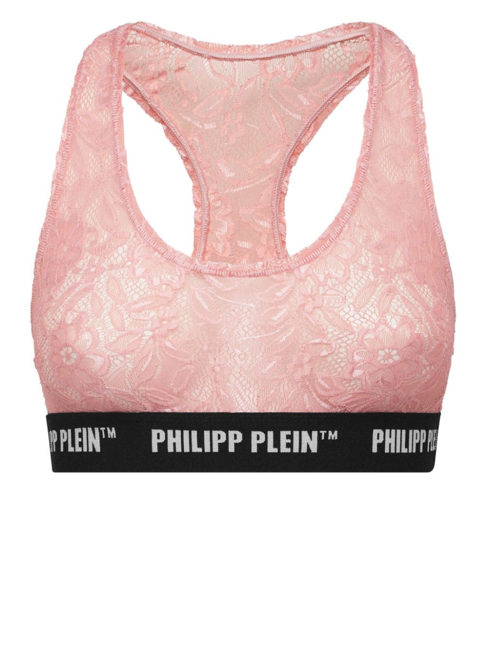 Philipp Plein logo-band lace racerback bralette - Pink von Philipp Plein