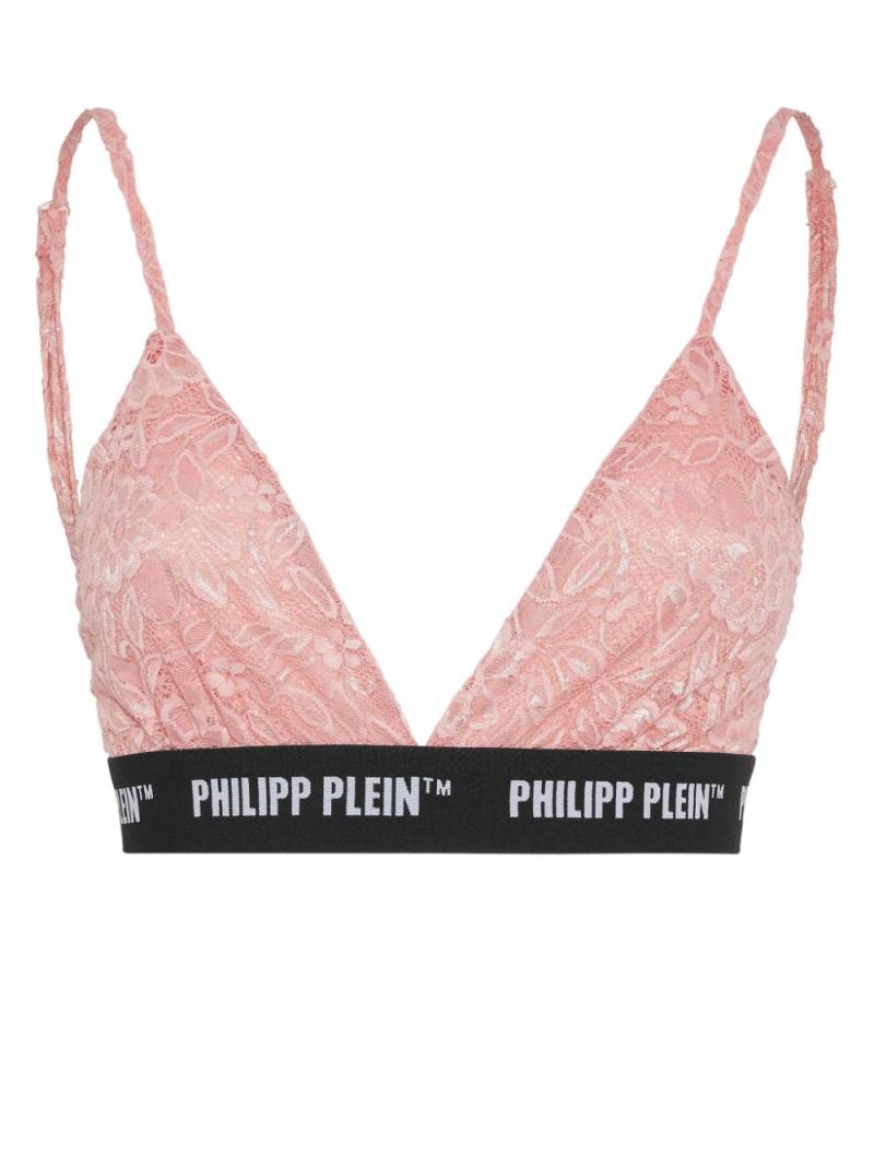 Philipp Plein logo-band lace triangle bra - Pink von Philipp Plein