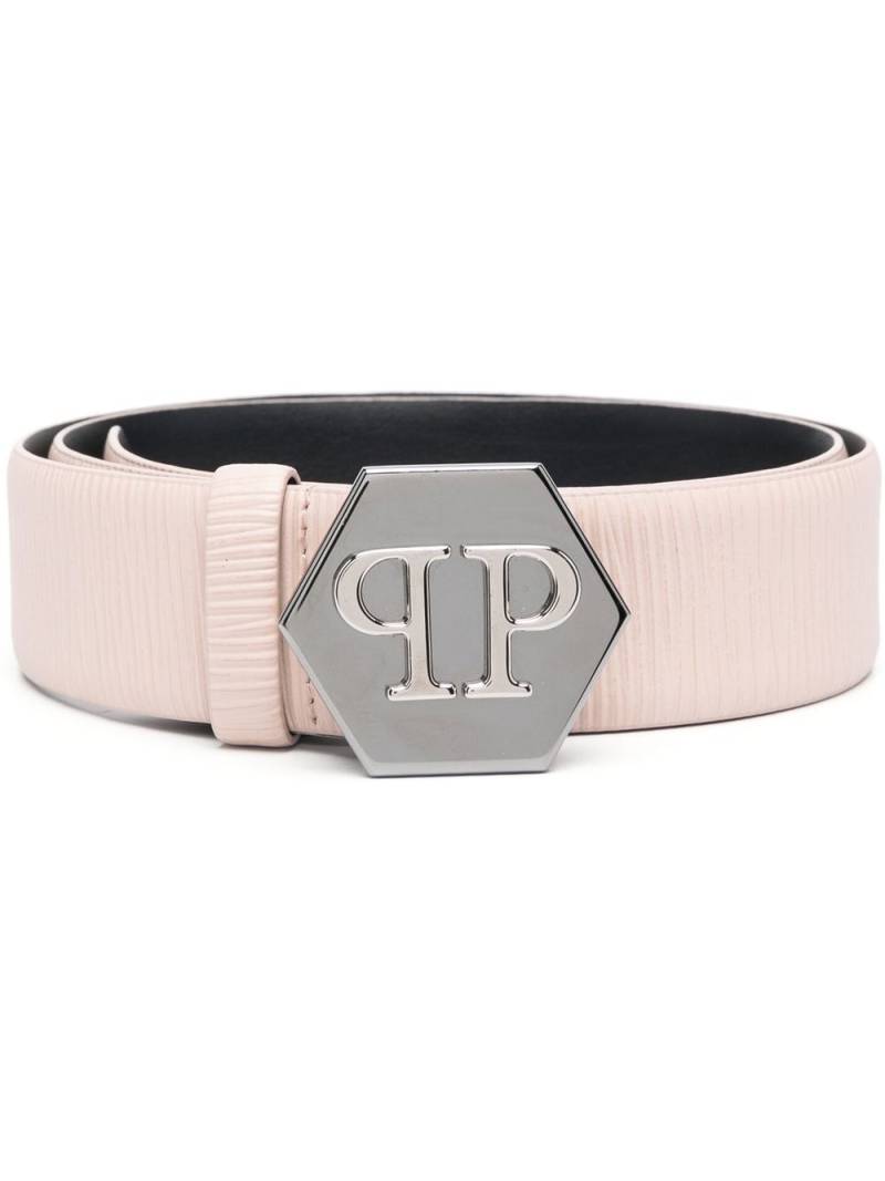 Philipp Plein logo-buckle leather belt - Neutrals von Philipp Plein