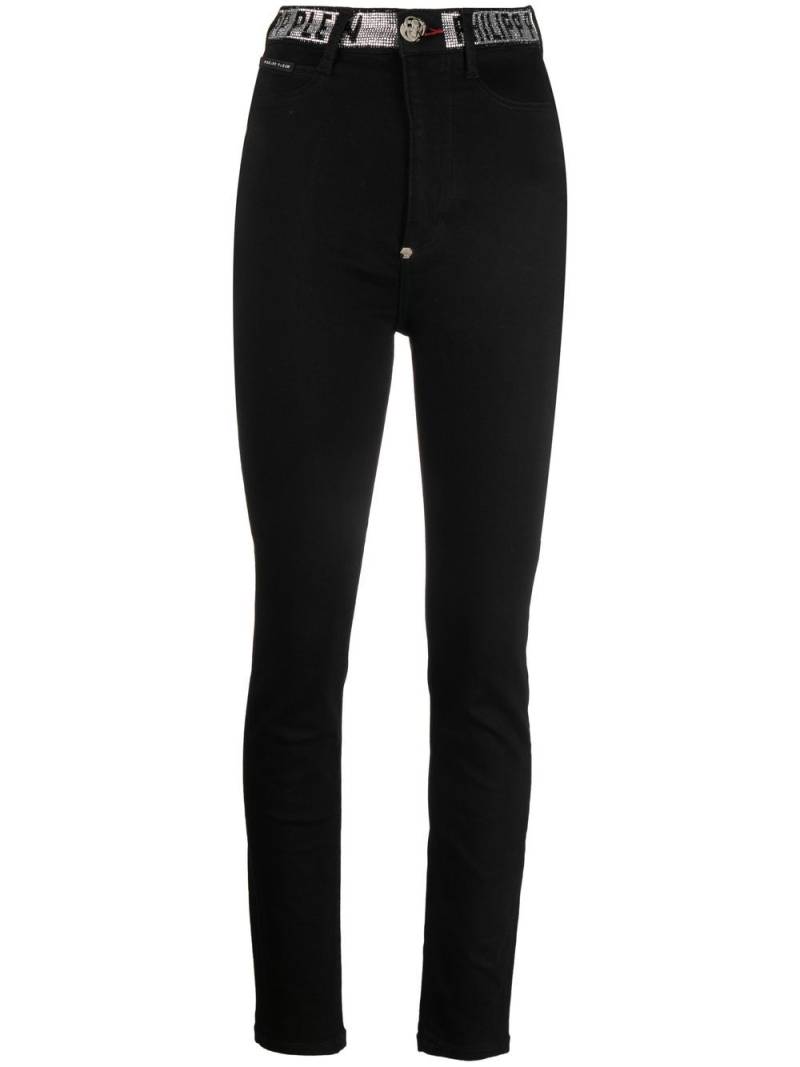 Philipp Plein logo-embellished high-waist skinny jeans - Black von Philipp Plein