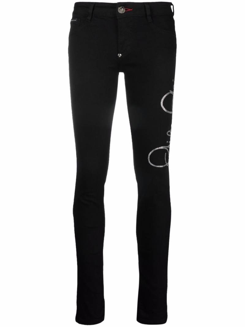 Philipp Plein logo-embellished high-waisted skinny jeans - Black von Philipp Plein