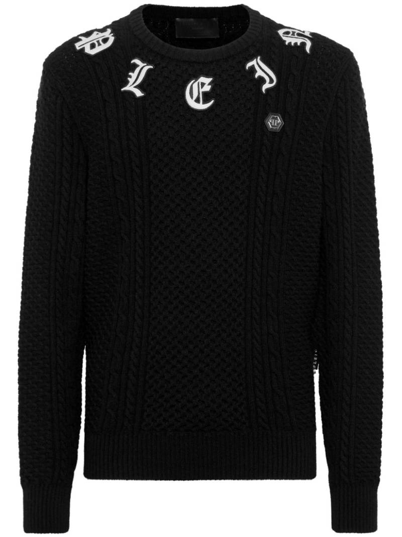 Philipp Plein logo-embroidered cashmere jumper - Black von Philipp Plein