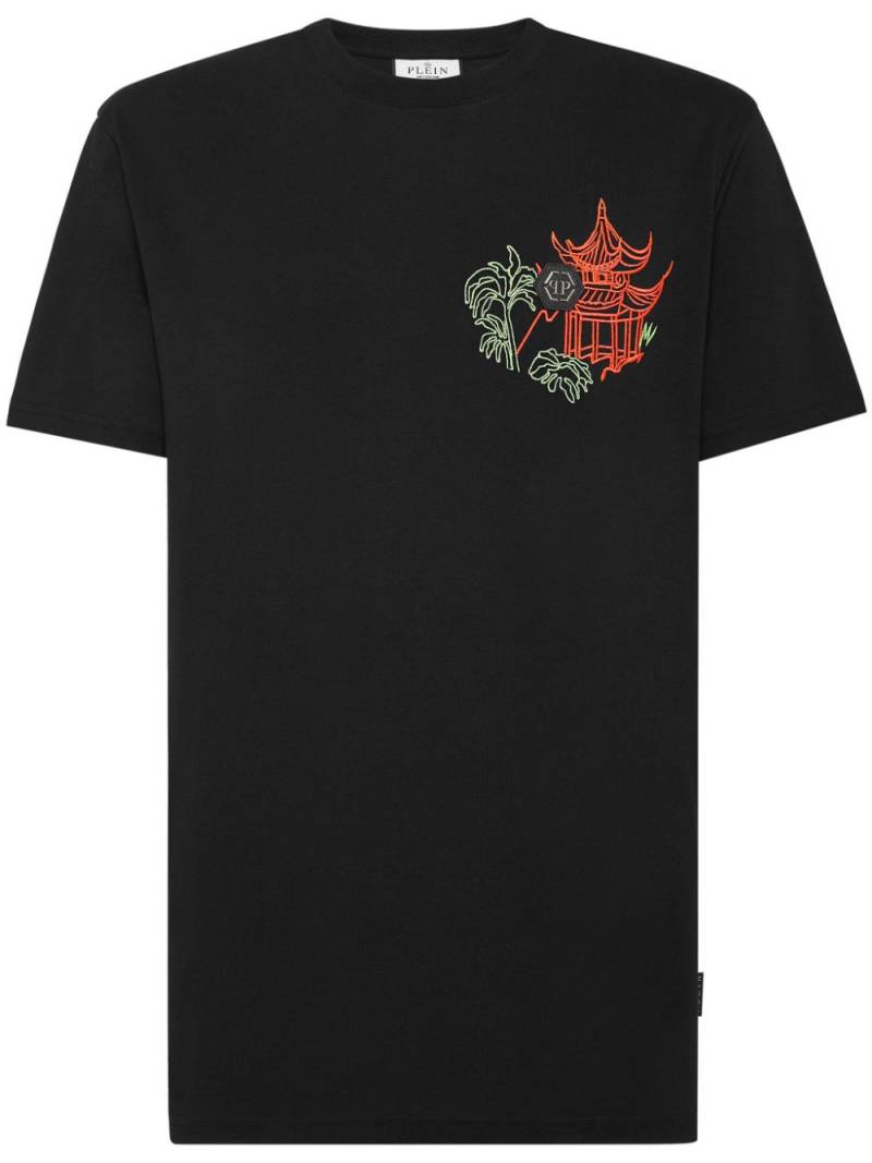 Philipp Plein logo-embroidered cotton T-shirt - Black von Philipp Plein