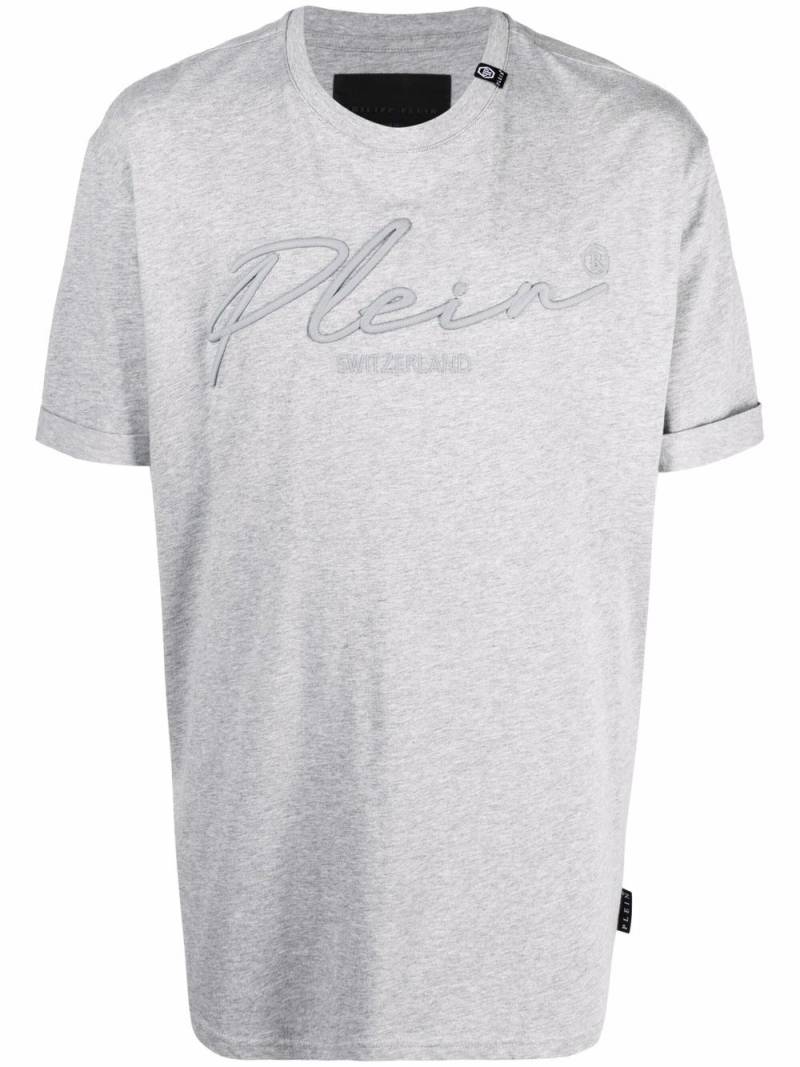 Philipp Plein logo-embroidered cotton T-shirt - Grey von Philipp Plein