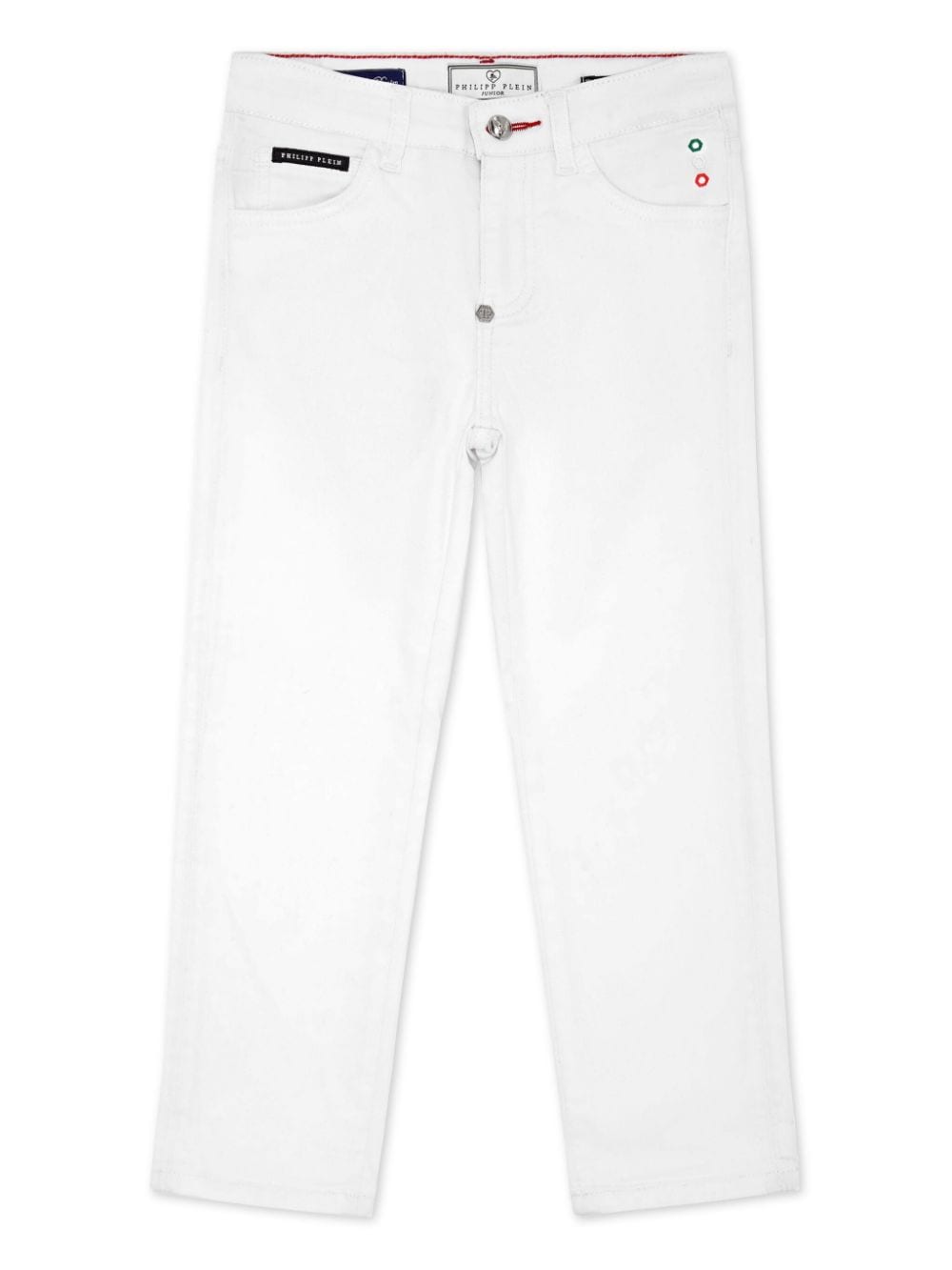 Philipp Plein logo-embroidered cotton-blend jeans - White von Philipp Plein