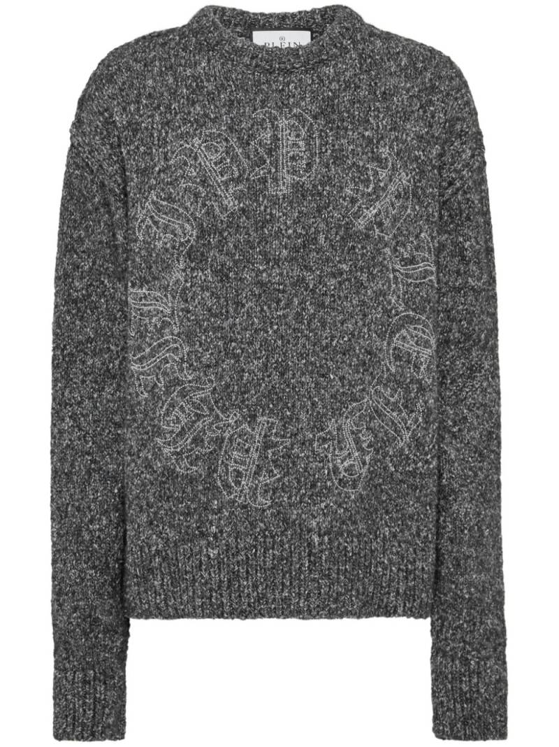 Philipp Plein logo-embroidered jumper - Grey von Philipp Plein