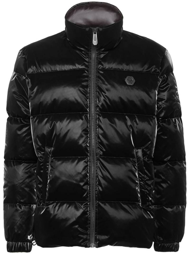 Philipp Plein logo-embroidered padded jacket - Black von Philipp Plein