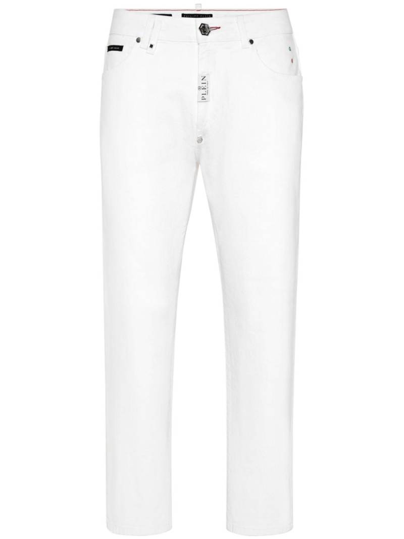 Philipp Plein logo-embroidered straight-leg trousers - White von Philipp Plein