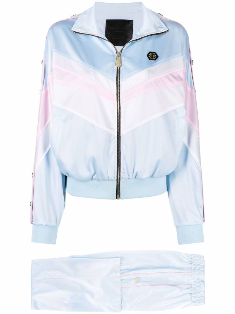 Philipp Plein logo-embroidered striped tracksuit set - Blue von Philipp Plein