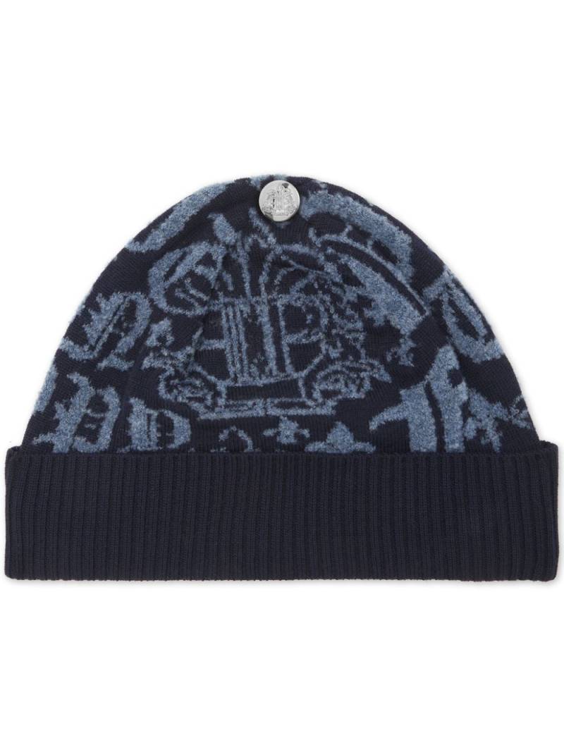 Philipp Plein logo-jacquard wool beanie - Blue von Philipp Plein