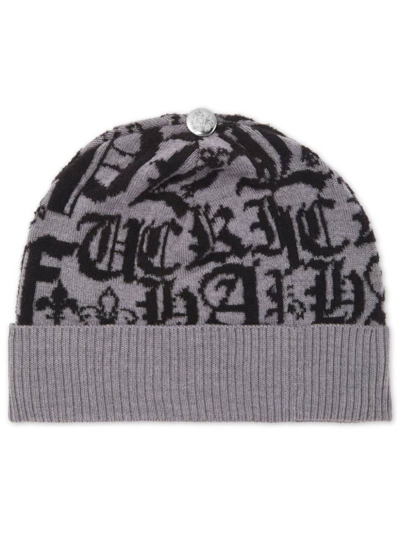 Philipp Plein logo-jacquard wool beanie - Grey von Philipp Plein