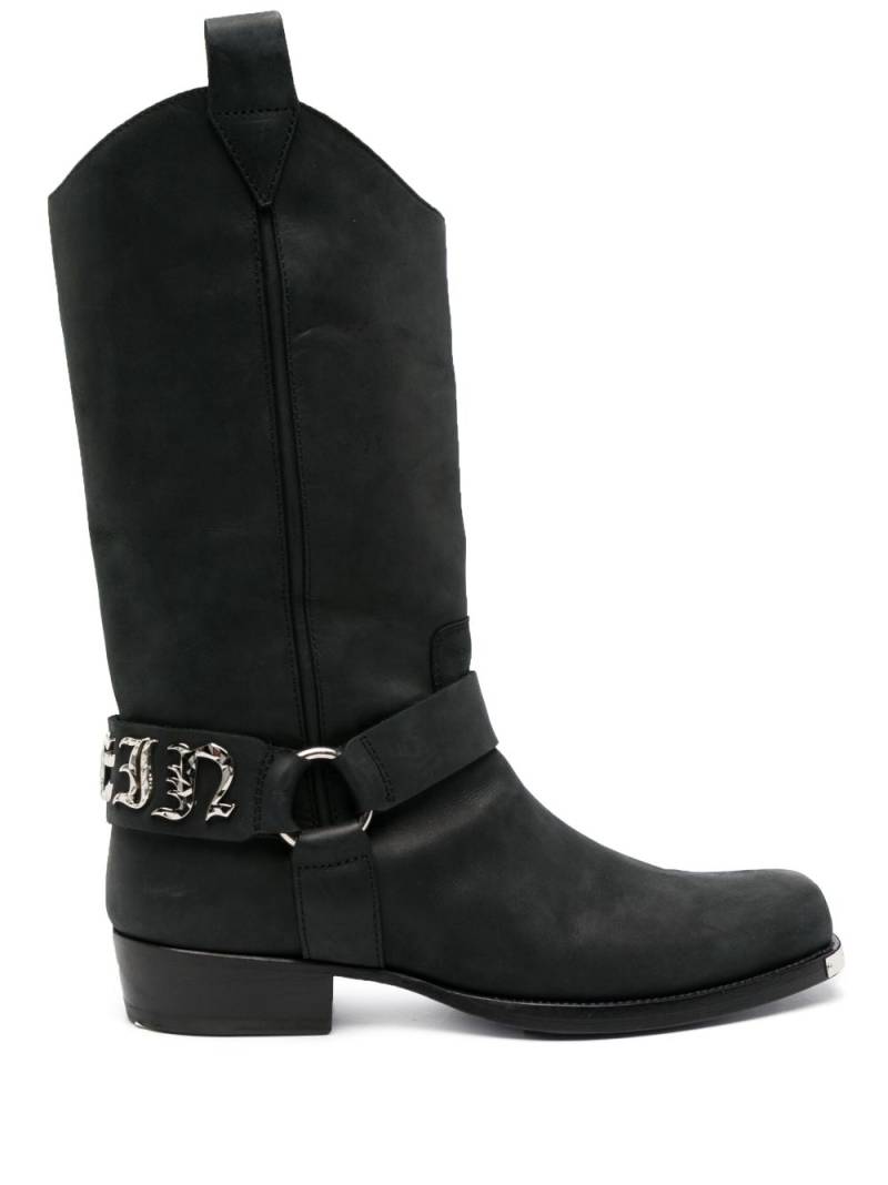 Philipp Plein logo-lettering leather boots - Black von Philipp Plein